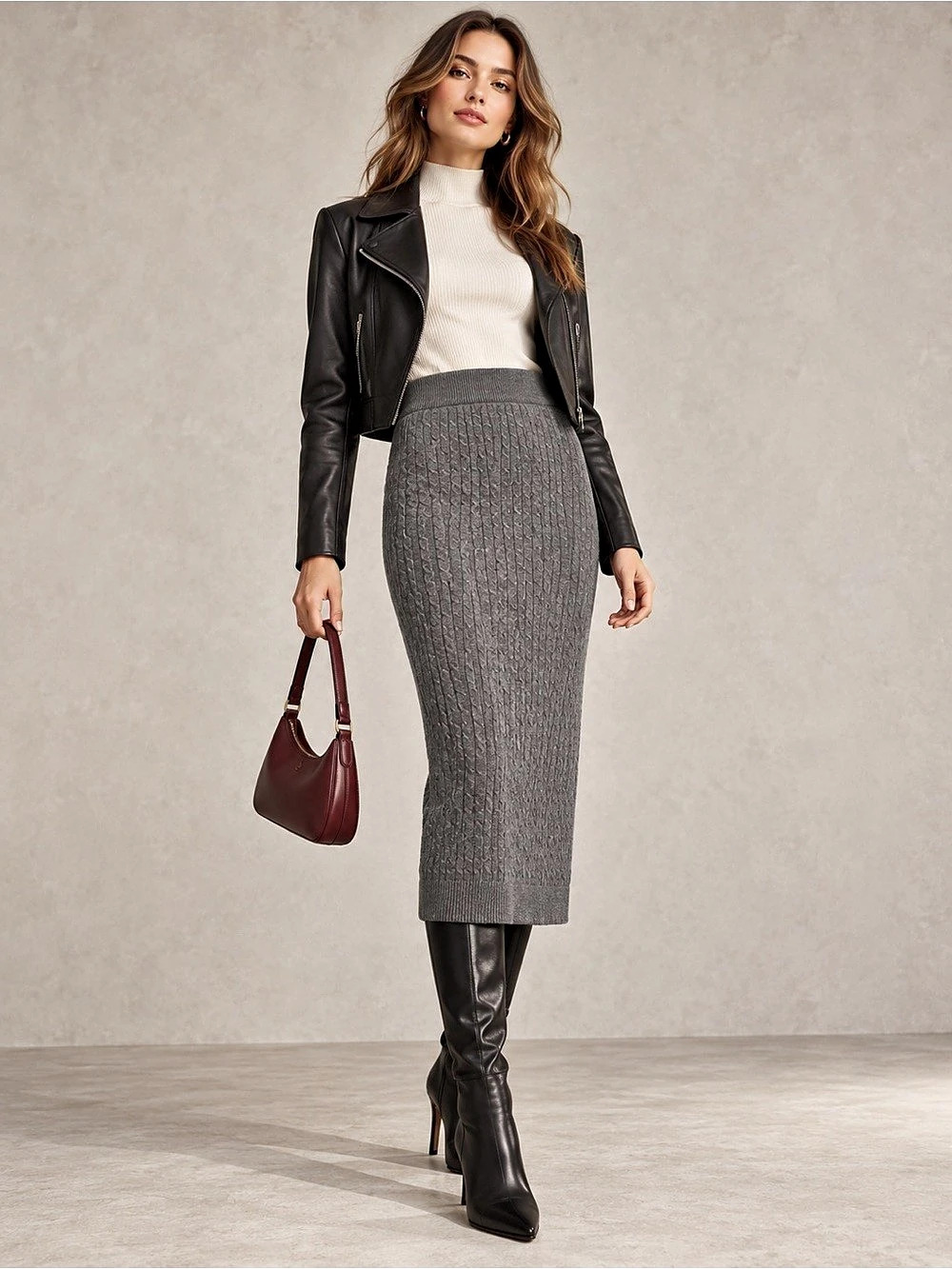 Heirloom Gray Knit Midi Skirt Size XS Like New
